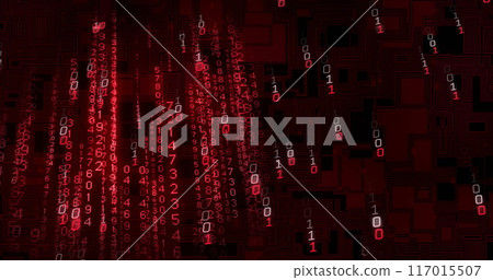 Image of digital data processing and binary coding on black background 117015507