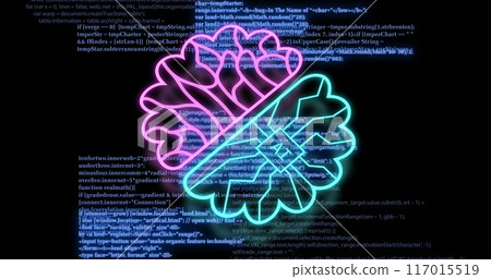 Image of digital data processing and with ai brain on black background Image of digital data processing and with ai brain on black background 117015519