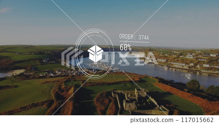 Image of data processing over landscape Image of data processing over landscape 117015662