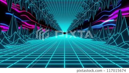 Image of image game screen with neon metaverse patten on black background Image of image game screen with neon metaverse patten on black background 117015674
