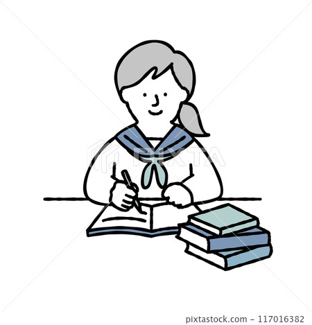 正在學習的女學生向量圖素材 117016382