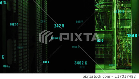 Image of digital data processing over computer servers Image of digital data processing over computer servers 117017488