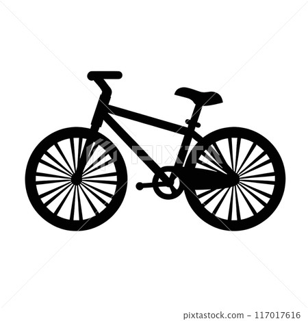 Black silhouette of a bicycle on white background. Black silhouette of a bicycle on white background. 117017616