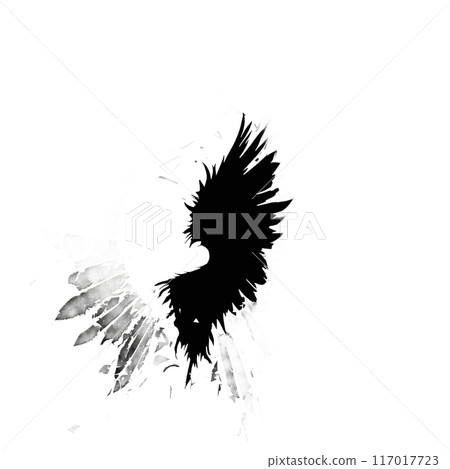 Black silhouette of wings on white background. Black silhouette of wings on white background. 117017723