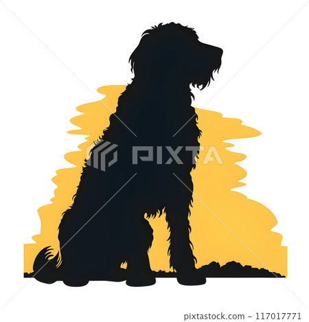 Black silhouette of a dog on white background. 117017771