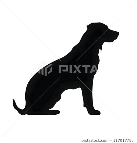 Black silhouette of a dog on white background. 117017793