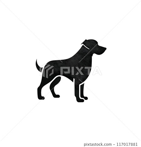 Black silhouette of a dog on white background. Black silhouette of a dog on white background. 117017881