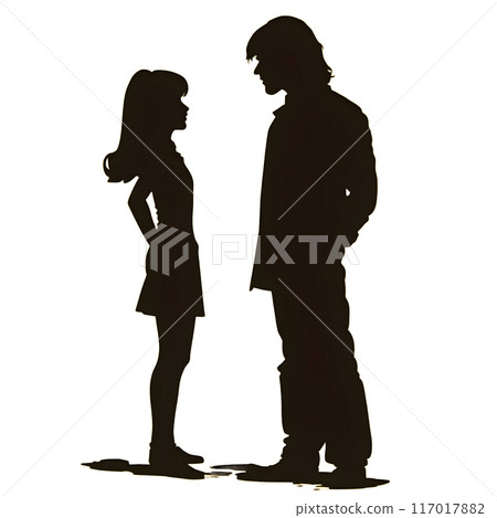 Black silhouette of couple on yellow background. Black silhouette of couple on yellow background. 117017882