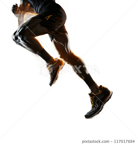 Black silhouette of a body on the move on dark background. Black silhouette of a body on the move on dark background. 117017884