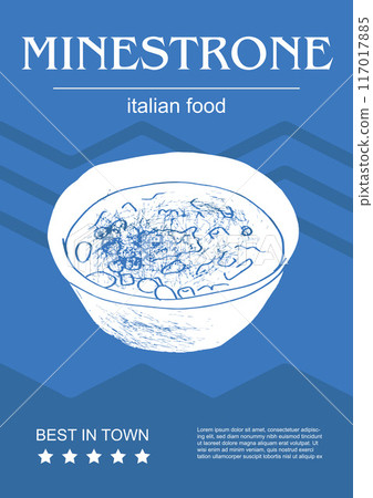 Italian food set vector illustration. Engraved minestrone, bundle of traditional dishes, homemade and restaurant dinner dishes and sauces cooking in cuisine of Italy Italian food set vector illustration. Engraved minestrone, bundle of traditional dishes, homemade and restaurant dinner dishes and sauces cooking in cuisine of Italy 117017885
