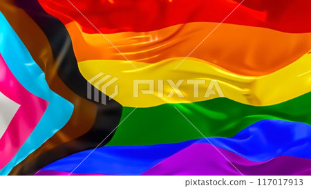 Rainbow pride flag, lgbtq diversity Intersex inclusive progress pride flag, pride month, gay community and freedom concept, for design and multimedia content , Ai Generated, 117017913