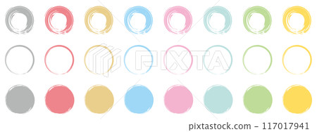 Handwritten brush circle colorful circle set pastel color 117017941