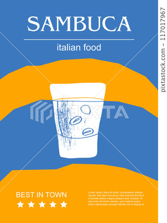 Italian food set vector illustration. Engraved sambuca, bundle of traditional dishes, homemade and restaurant dinner dishes and sauces cooking in cuisine of Italy Italian food set vector illustration. Engraved sambuca, bundle of traditional dishes, homemade and restaurant dinner dishes and sauces cooking in cuisine of Italy 117017967