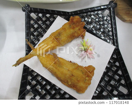 Deep-fried pufferfish served at dinner at a hot spring inn Deep-fried pufferfish served at dinner at a hot spring inn 117018148