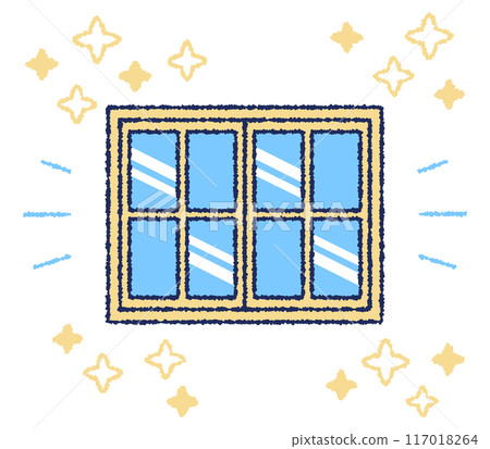 Color illustration of a closed glass window 117018264