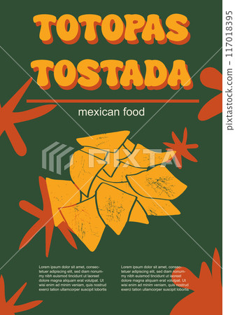 Mexican food set vector illustration. Engraved totopas tostada, bundle of traditional dishes, homemade and restaurant dinner dishes and sauces cooking in cuisine of Mexico Mexican food set vector illustration. Engraved totopas tostada, bundle of traditional dishes, homemade and restaurant dinner dishes and sauces cooking in cuisine of Mexico 117018395