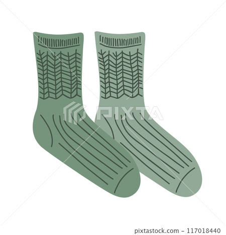 Knitted green socks vector isolated illustration Knitted green socks vector isolated illustration 117018440