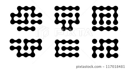 Metaball round simple blob morph balls. Abstract shape, organic geometric fluids isolated on white background. Connected dots nerve cell dots or computer nano. 117018481