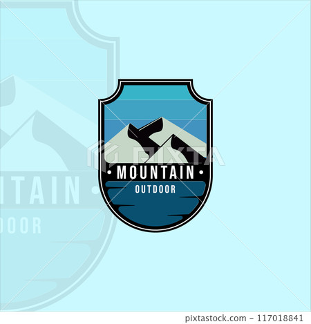 mountain outdoor emblem logo vintage vector illustration template icon graphic design. outdoor sign or symbol for travel or vacation business 117018841