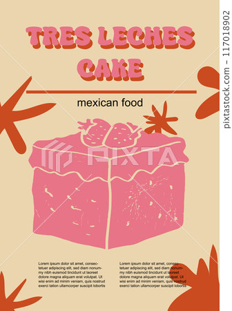 Mexican food set vector illustration. Engraved leches, tres, cake, bundle of traditional dishes, homemade and restaurant dinner dishes and sauces cooking in cuisine of Mexico 117018902