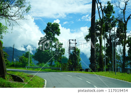 Beautiful Himalayan Roadway with Sunny Weather in North Bengal 117019454