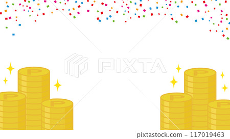 Point coin and confetti frame background 117019463