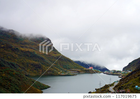 Beautiful Scenic View of Tsomgo or Changu Lake at East Sikkim 117019675