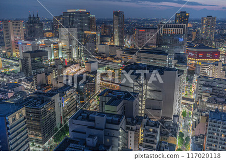 [Night view] Streets around Kawasaki Station [Kawasaki City Hall Main Building Observation Lobby Sky Deck] 117020118