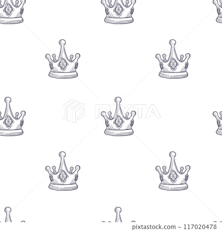 Hand Drawn Crown Seamless Pattern 117020478
