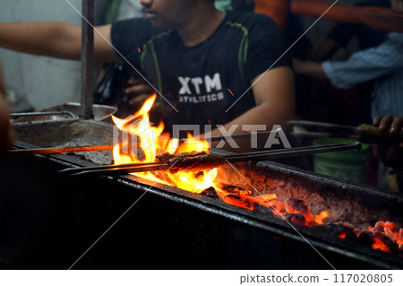 Grilled Chicken Seekh Kebab at Zakaria Street Near Nakhoda Masjid During Eid al-Fitr Grilled Chicken Seekh Kebab at Zakaria Street Near Nakhoda Masjid During Eid al-Fitr 117020805