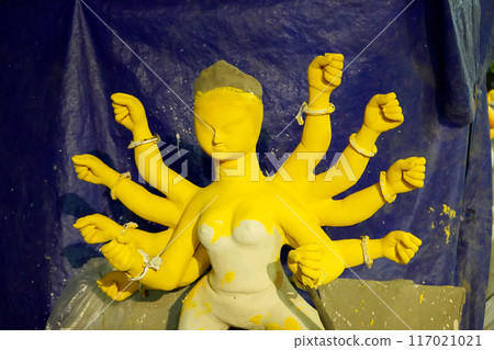 Ma Durga Idol are making in Kumartuli, Kolkata 117021021