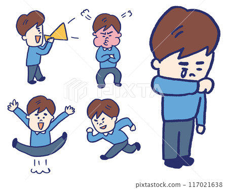 可愛的男性角色素材，有喜怒哀樂 117021638