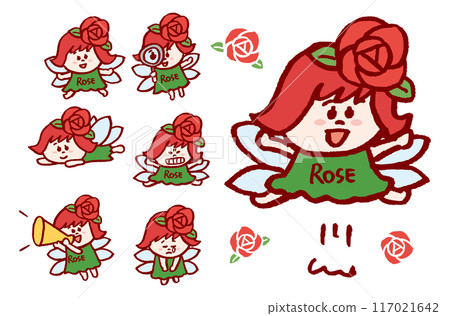 Cute rose fairy character material with emotions 117021642