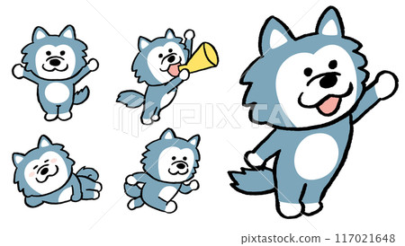 Cute wolf character material with two heads 117021648