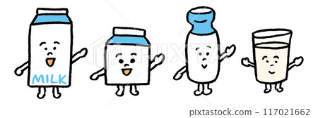 可愛藍白造型的牛奶盒人物素材 可愛藍白造型的牛奶盒人物素材 117021662