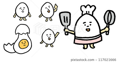 白色、圓圓、搞笑、可愛的蛋人物素材 117021666