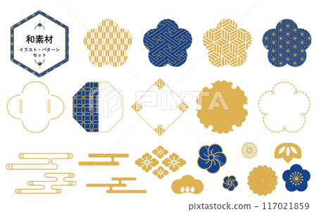 Japanese material illustration and pattern set 117021859