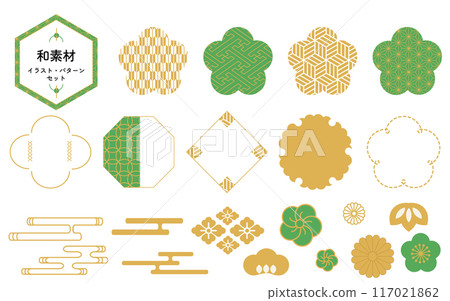 Japanese material illustration and pattern set Japanese material illustration and pattern set 117021862