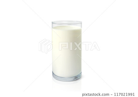 One glass of milk isolated on white background 117021991