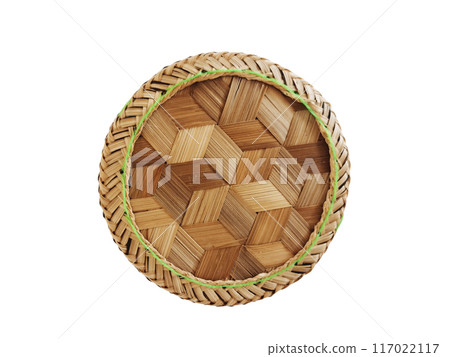Wooden bamboo traditional style box with Thai sticky rice on white background Wooden bamboo traditional style box with Thai sticky rice on white background 117022117
