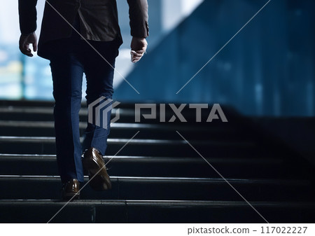 Image of a businessman climbing the stairs 117022227