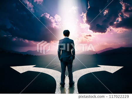 A businessman forced to make a career decision 117022229