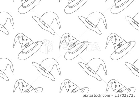 Witch Hat Coloring Page for Halloween 117022723