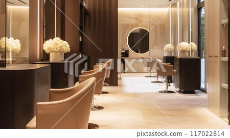 Luxurious Modern Salon Interior with Elegant Decor 117022814