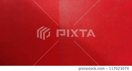 The red cement wall has shadows in the background. 117023074