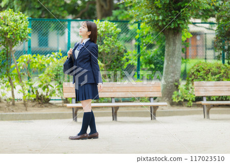 High school girl in the park High school girl in the park 117023510