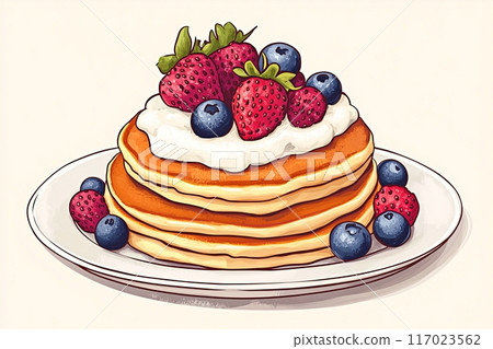 Stylish pancake illustration "AI generated image" 117023562