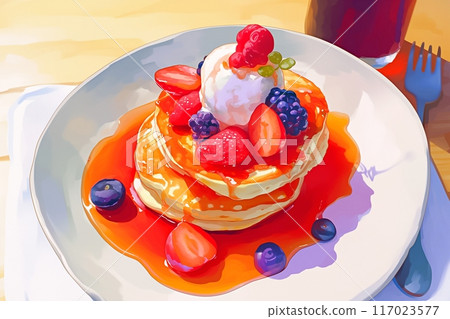 Stylish pancake illustration "AI generated image" 117023577