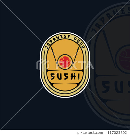 sushi and chopstick logo vector illustration template icon graphic design. japanese food roll sign or symbol for restaurant or business bar and cafe with badge sushi and chopstick logo vector illustration template icon graphic design. japanese food roll sign or symbol for restaurant or business bar and cafe with badge 117023802