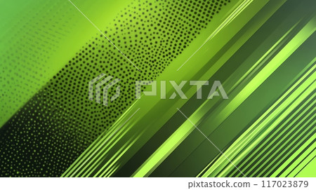Abstract Green Banner Background with Diagonal Stripes and Dot Halftone Pattern for Web Design or Print Materials Generative AI 117023879